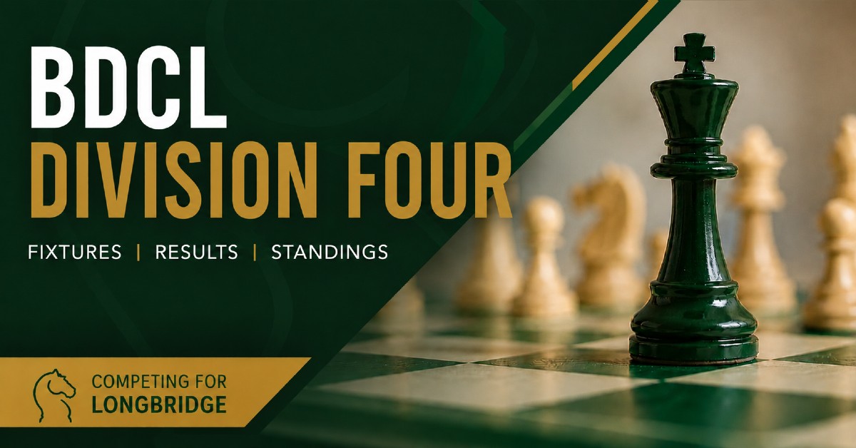BDCL Division 4, Birmingham & District Chess League Division 4, chess league fixtures, chess league results, BDCL results, BDCL fixtures, chess league table UK, Birmingham chess league, club chess matches, UK chess competitions, local chess league, team chess results, Longbridge Chess Club BDCL, chess season updates