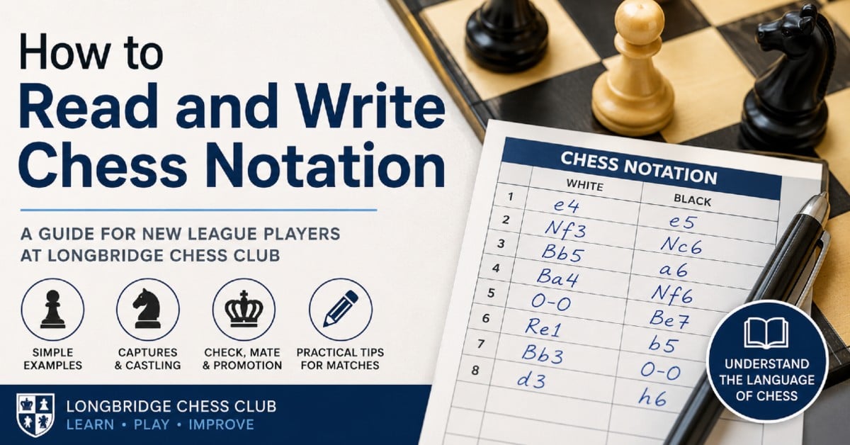 how to read and write chess notation, longbridge chess club,
